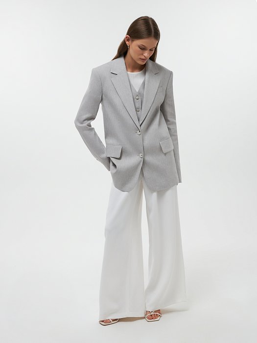 Льняной жакет прямого кроя: фото №2