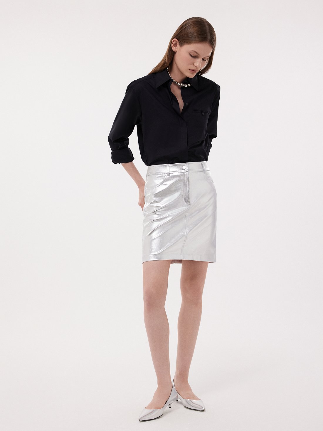 Юбка-мини с серебристым напылением: фото №1