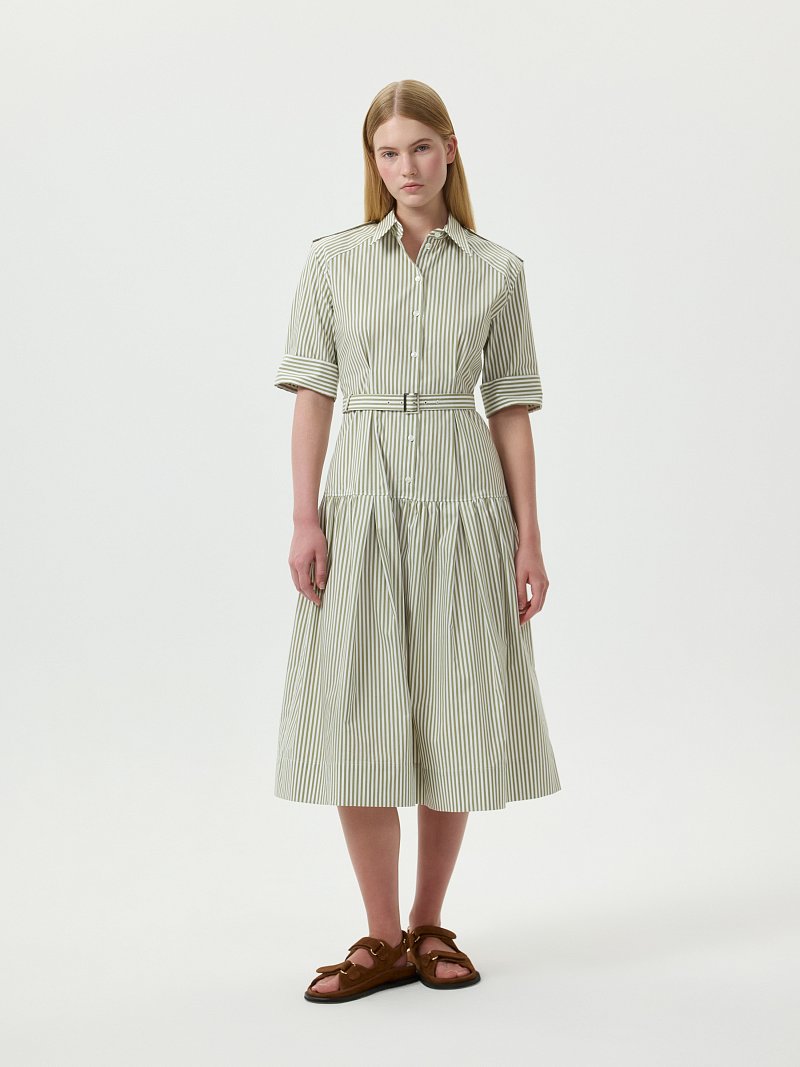 Платье-миди из хлопка в полоску