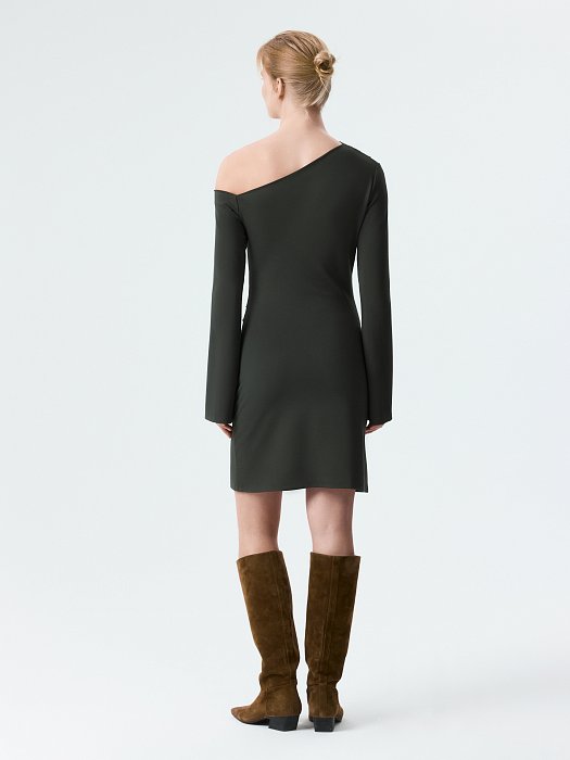 Трикотажное платье-мини с драпировками: фото №5