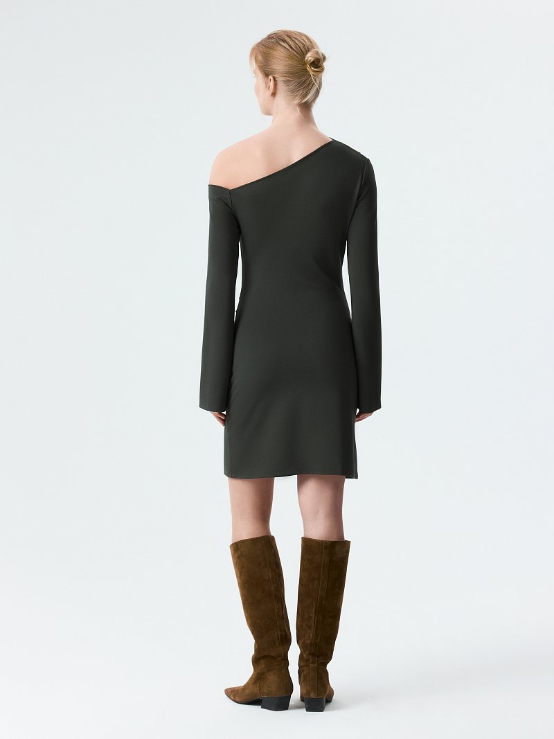 Трикотажное платье-мини с драпировками