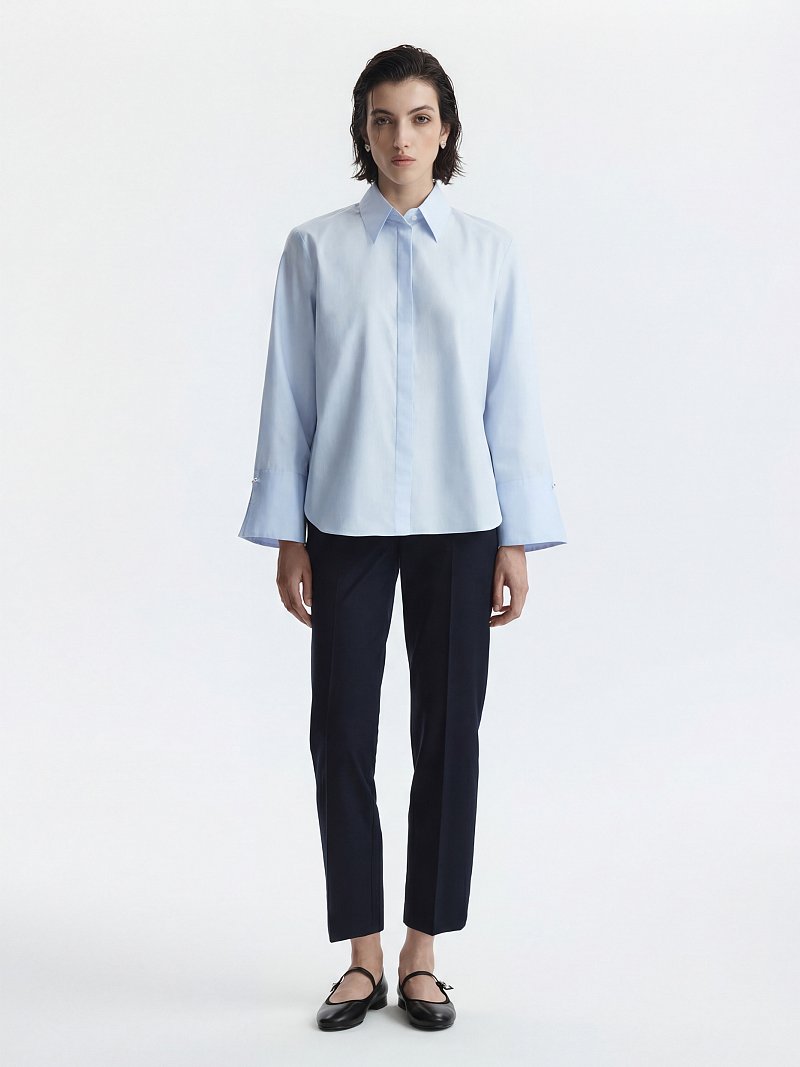 Рубашка из хлопка с расклешенными манжетами