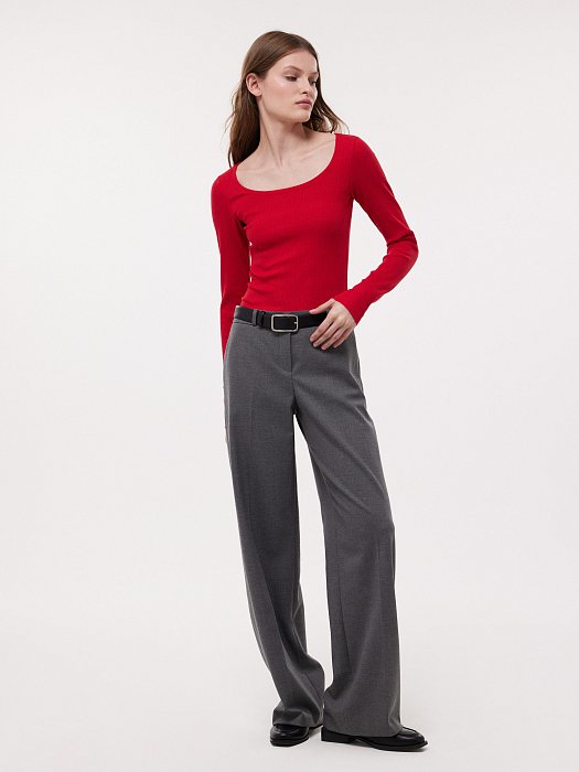 Лонгслив из эластичного хлопка в рубчик: фото №3