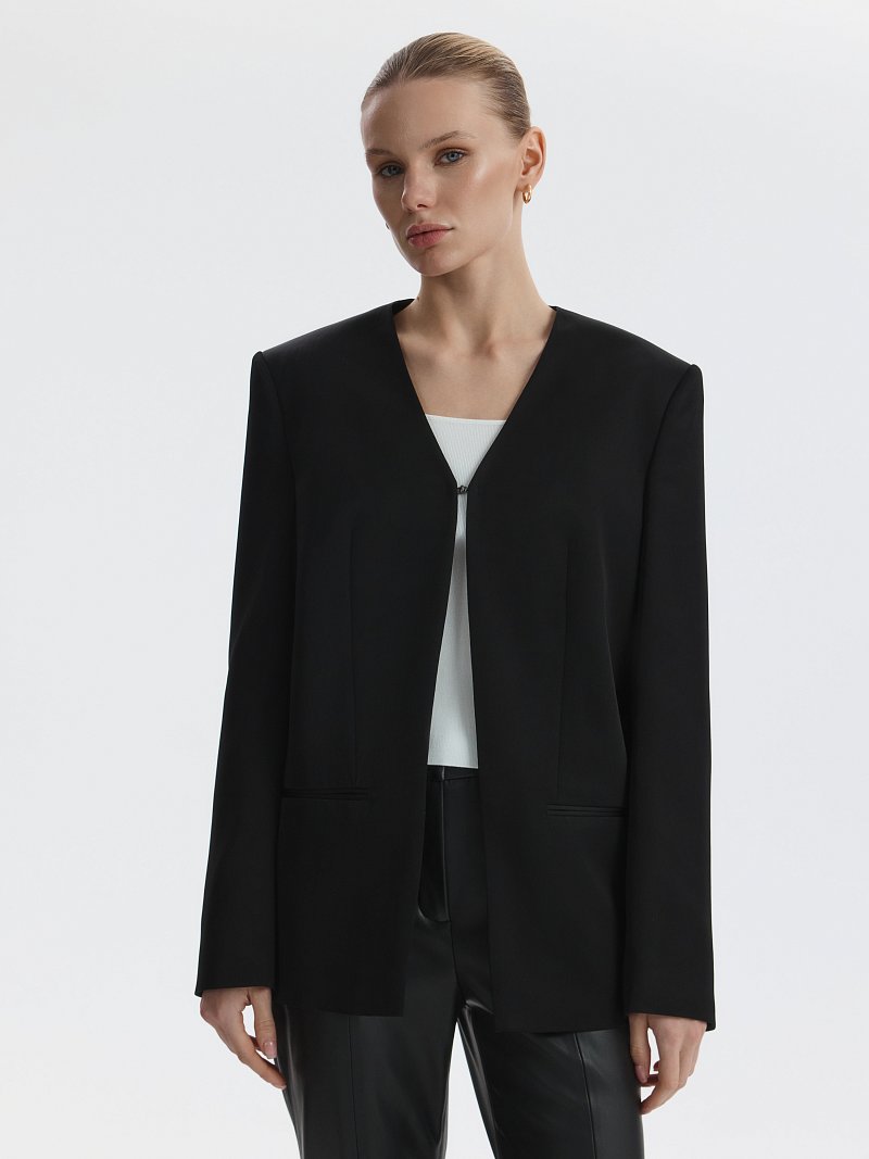 Атласный жакет со съемным воротником