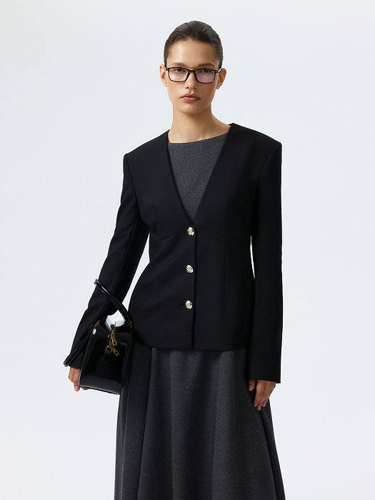 Приталенный жакет с V-вырезом (Р158): фото №3