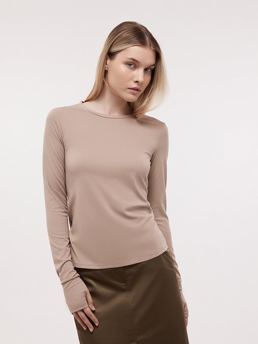 Облегающий лонгслив с вырезом для пальца: фото №2