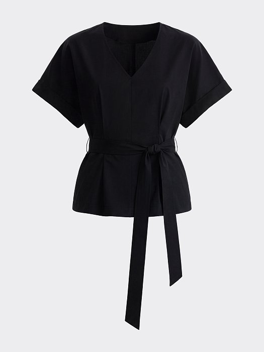 Блуза из хлопка с поясом: фото №7