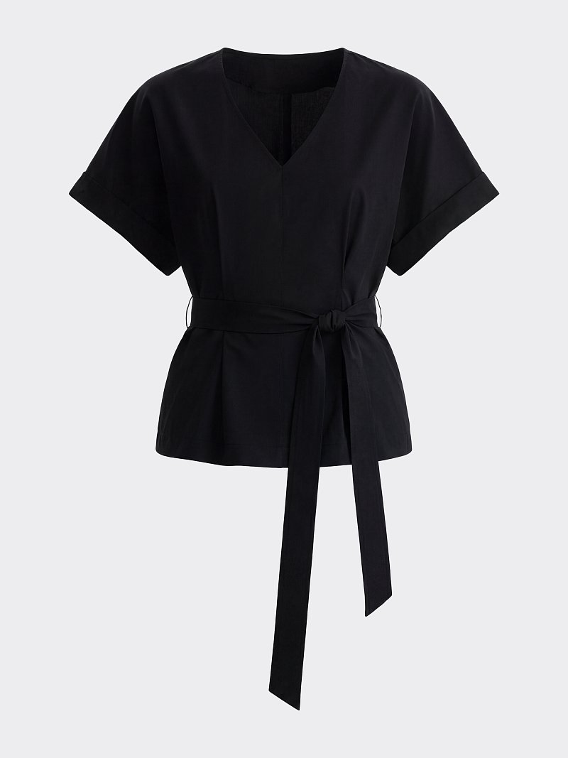 Блуза из хлопка с поясом