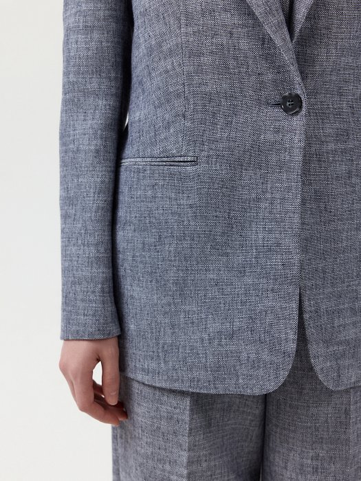 Прямой жакет со льном (Р158): фото №2