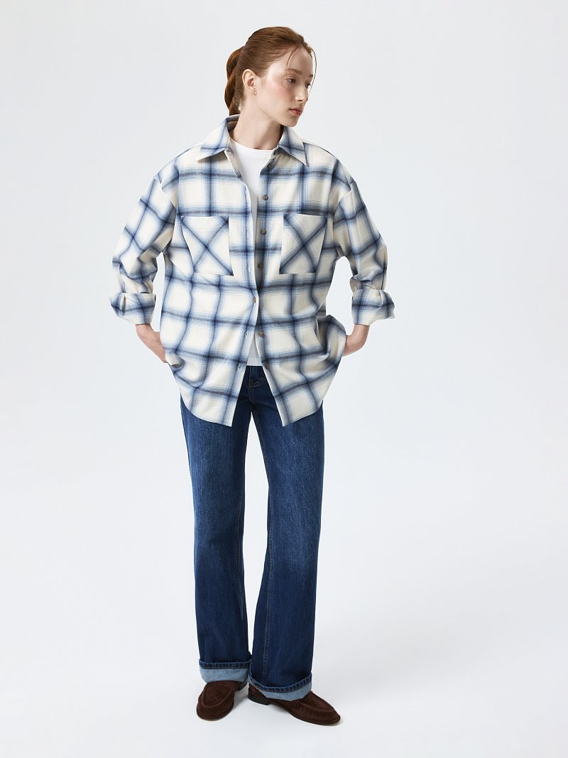 Клетчатая рубашка с карманами (Р158)