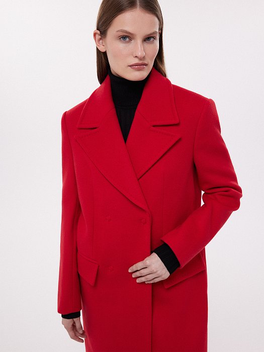 Прямое пальто из шерсти на кнопках: фото №3