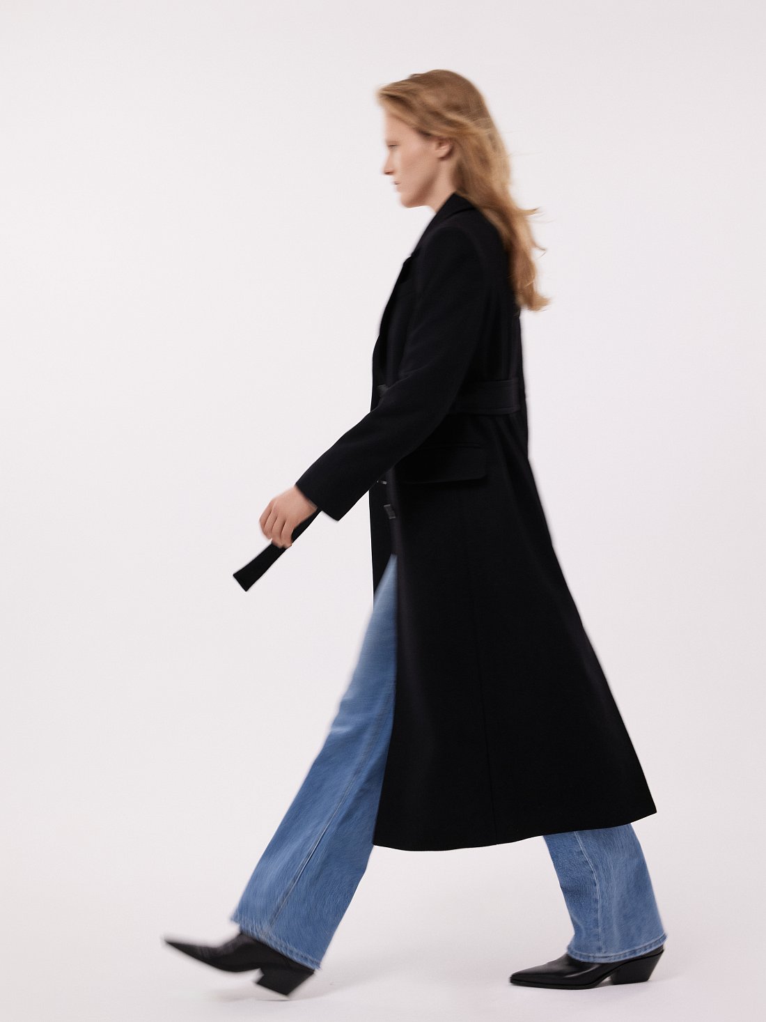 Драповое пальто с поясом (Р158): фото №1