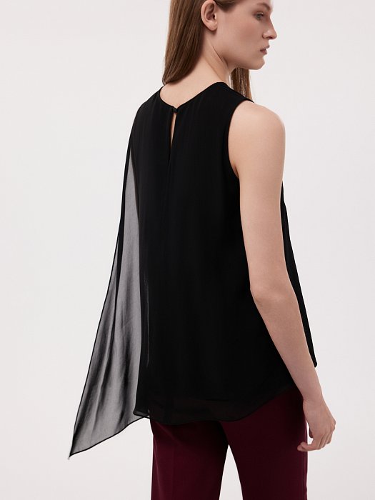 Атласный топ с шифоновым шлейфом: фото №4