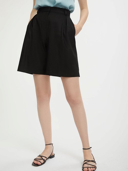 Шорты из льна со складками: фото №3