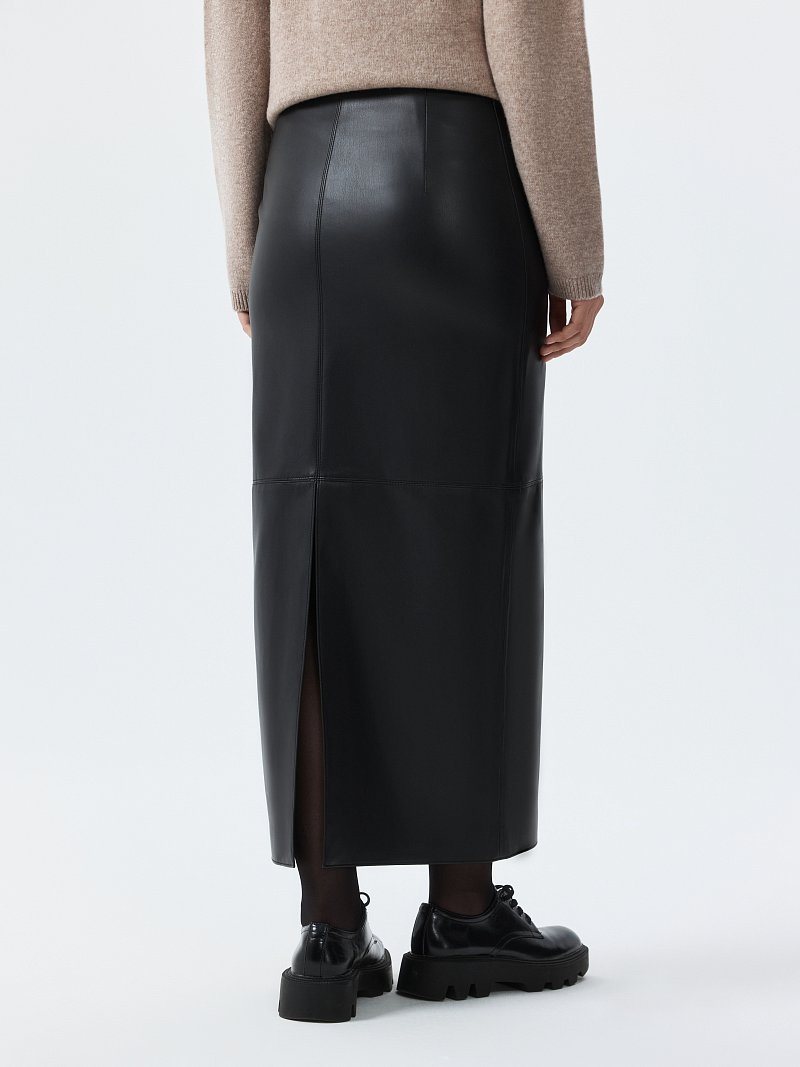 Юбка-макси из экокожи (Р158)