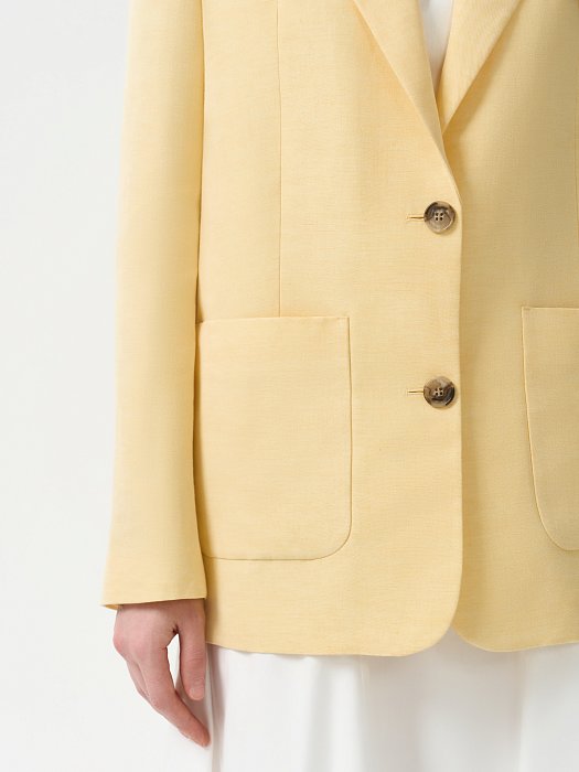 Однобортный жакет со льном (Р158): фото №2