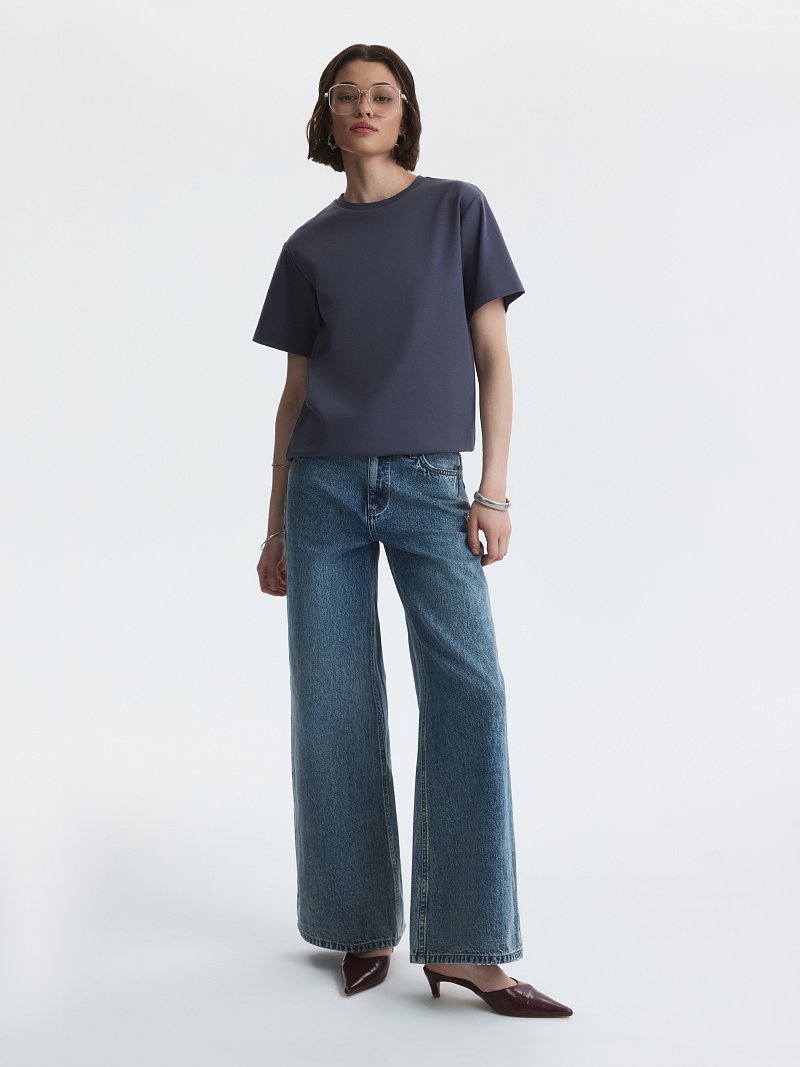 Однотонная футболка из 100% хлопка 