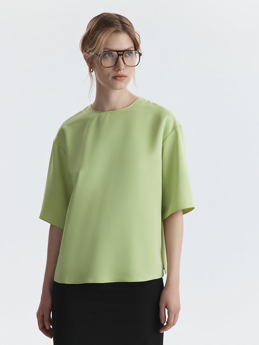 Атласная блуза на молнии: фото №3