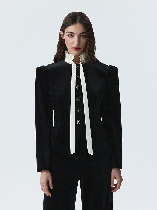 Бархатный жакет со съемным воротником: фото №2