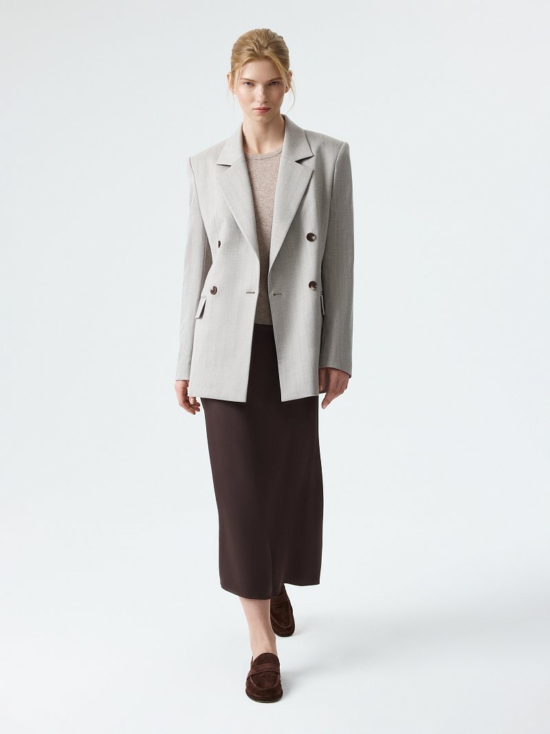 Двубортный жакет с шерстью