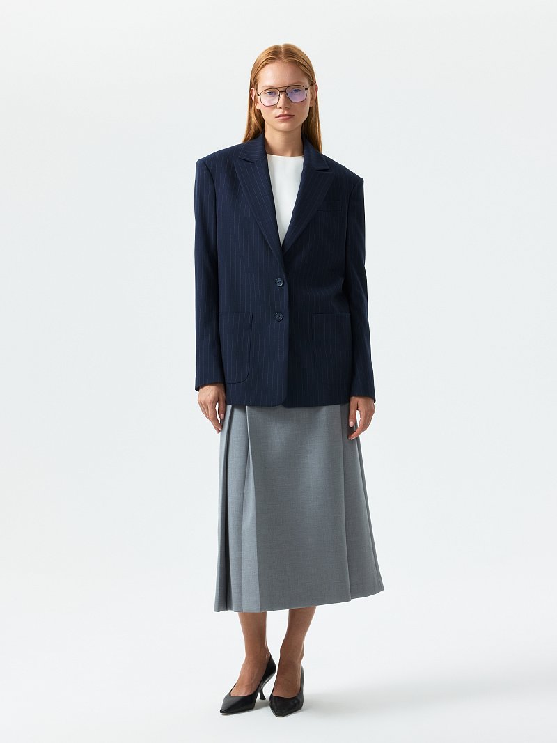 Прямой жакет в полоску (Р158)