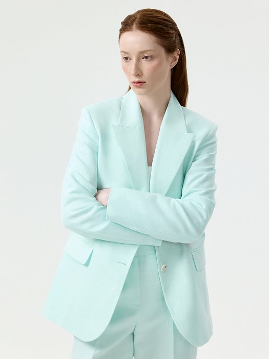 Прямой жакет из смесового льна: фото №3