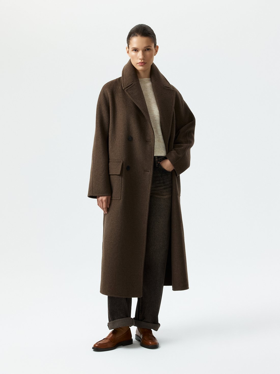 Свободное пальто с шерстью: фото №1