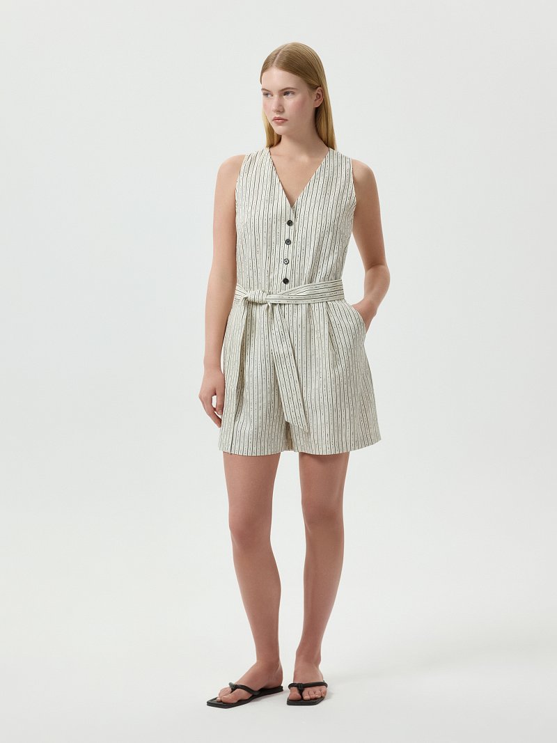 Комбинезон со льном в полоску