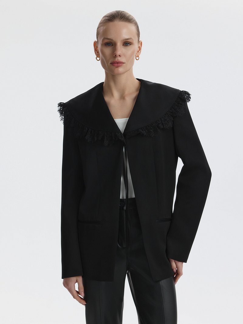 Атласный жакет со съемным воротником