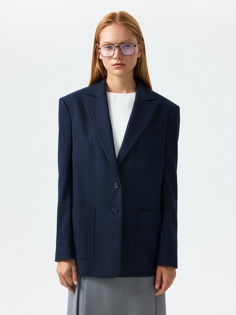 Прямой жакет в полоску (Р158)