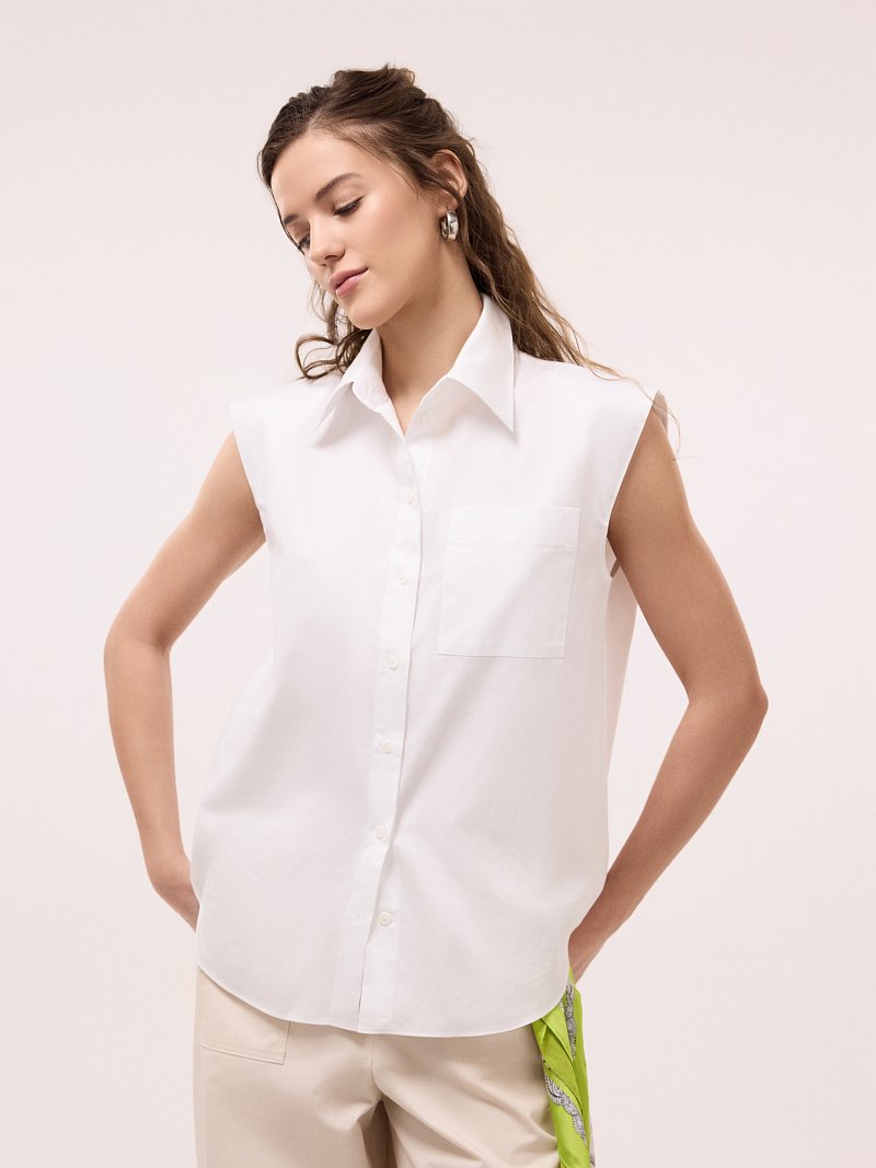 Хлопковая рубашка без рукавов