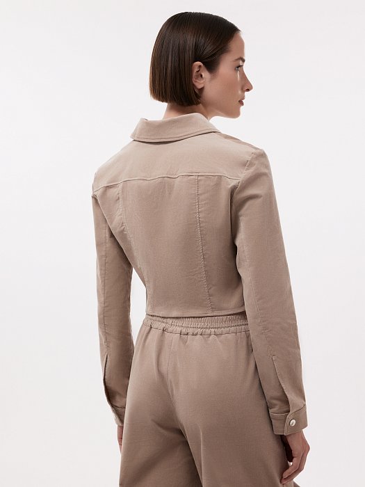 Укороченная рубашка из вельвета на молнии: фото №3