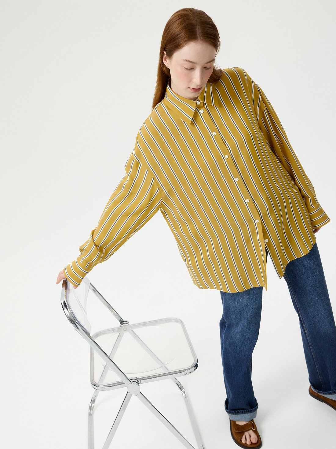 Рубашка из вискозы в полоску: фото №1