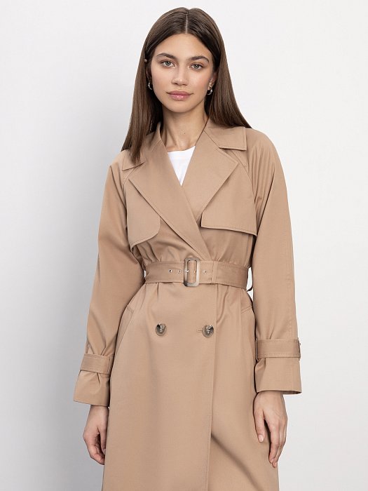 Плащ из хлопка с поясом: фото №4