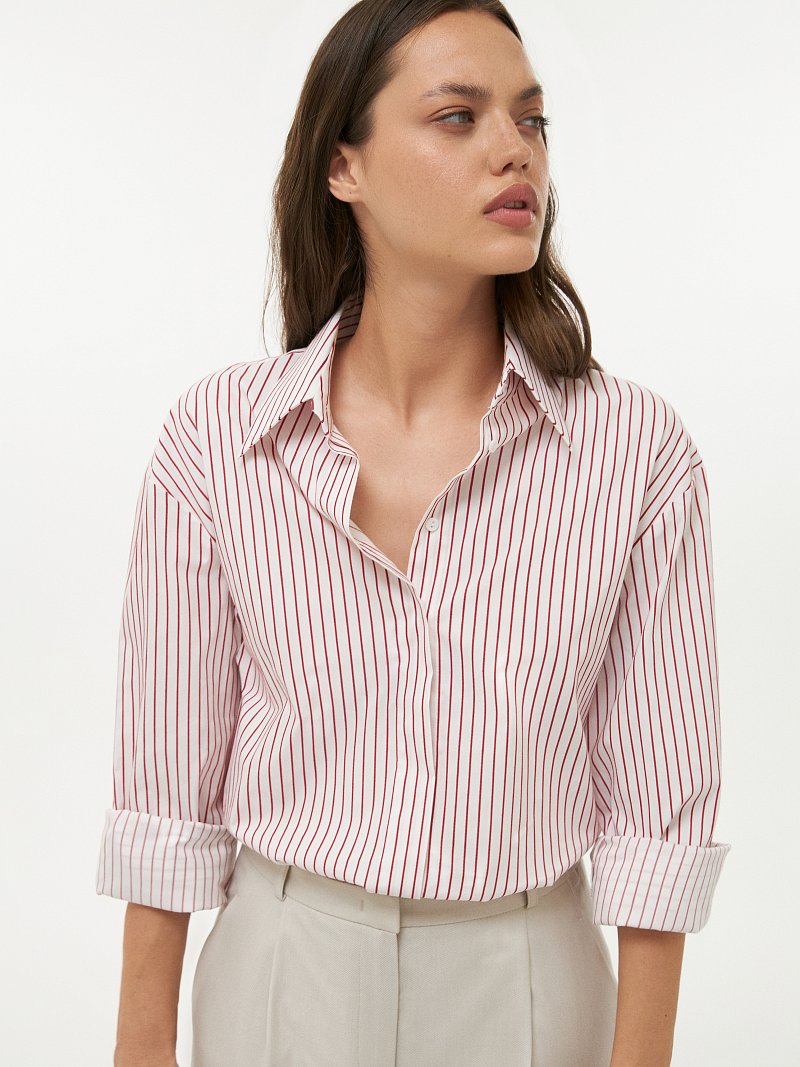 Полосатая рубашка с потайной застежкой