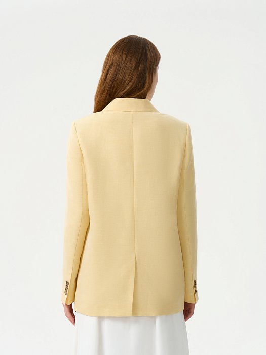 Однобортный жакет со льном (Р158): фото №3