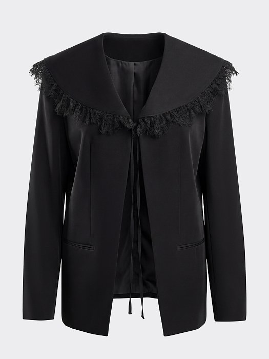 Атласный жакет со съемным воротником: фото №8