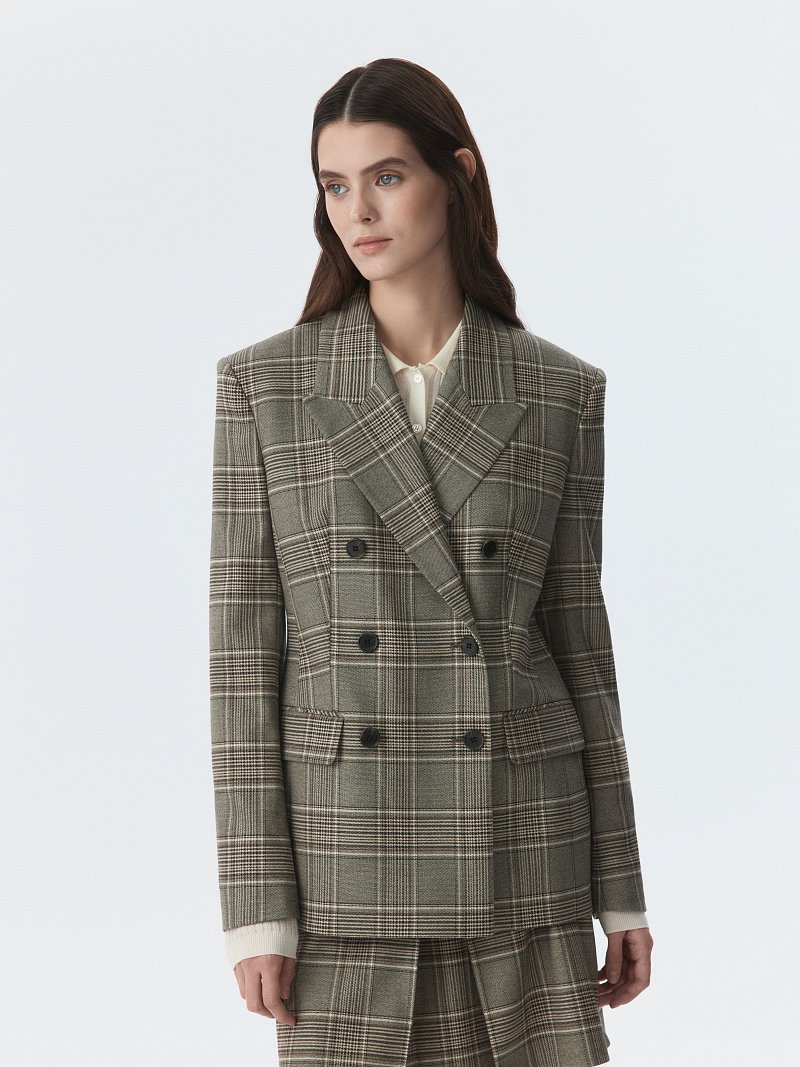 Двубортный жакет в клетку