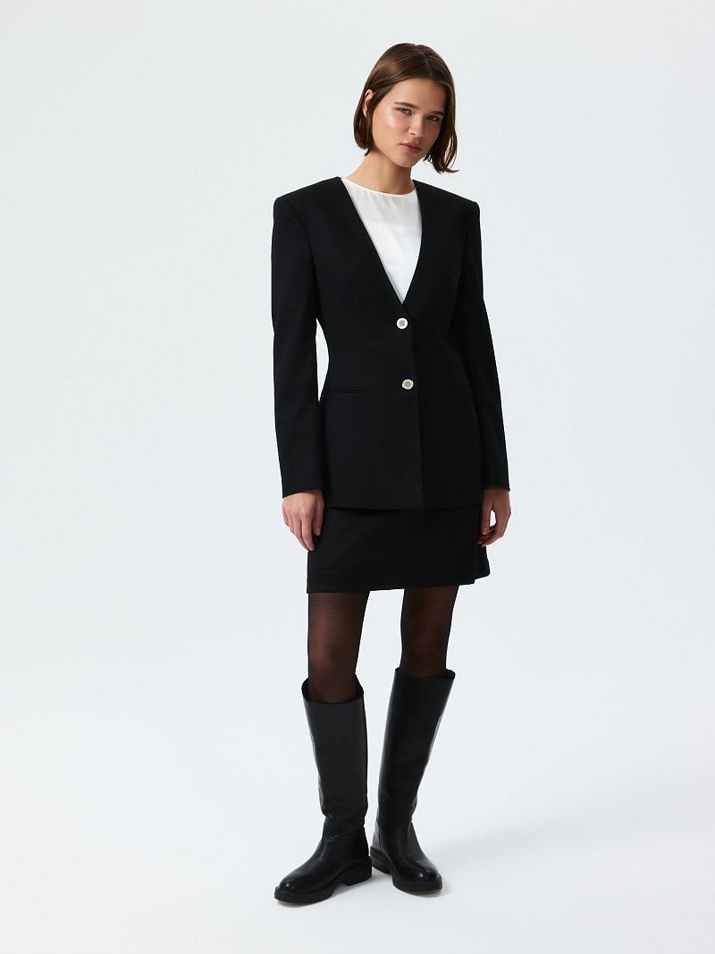 Приталенный жакет без лацканов (Р158)