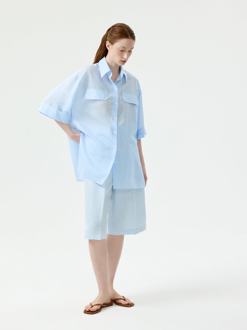 Рубашка из тонкой вискозы в полоску