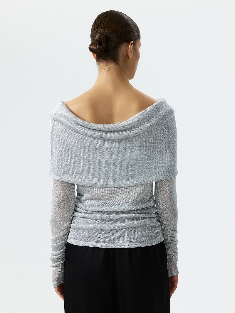 Сетчатый джемпер с открытыми плечами