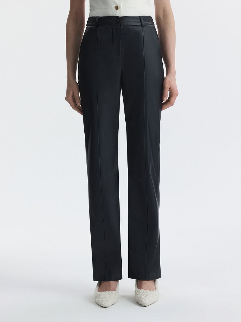 Брюки-клеш из экокожи