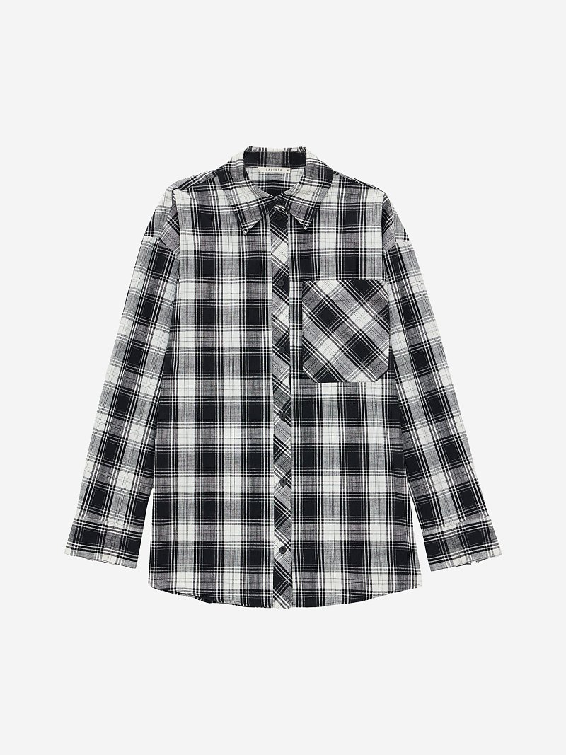 Клетчатая рубашка из хлопка и льна