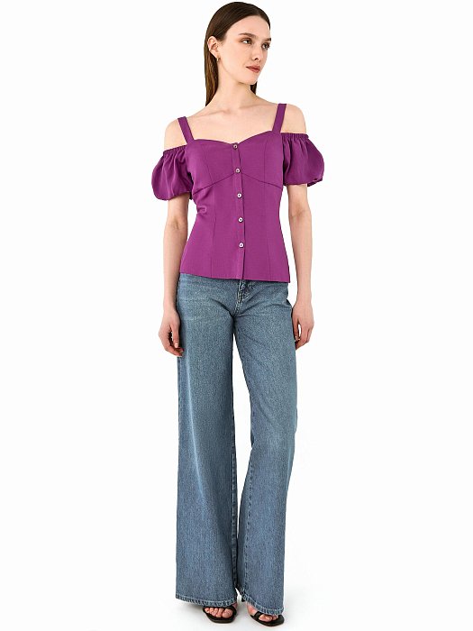 Блуза с рукавами-фонариками и рельефами: фото №2