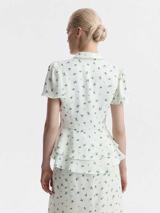 Атласная блуза в цветочек (Р158): фото №4