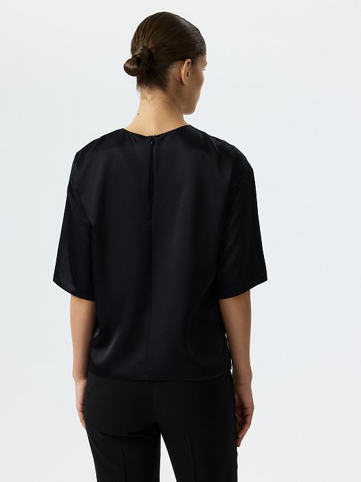 Атласная блуза на молнии: фото №4