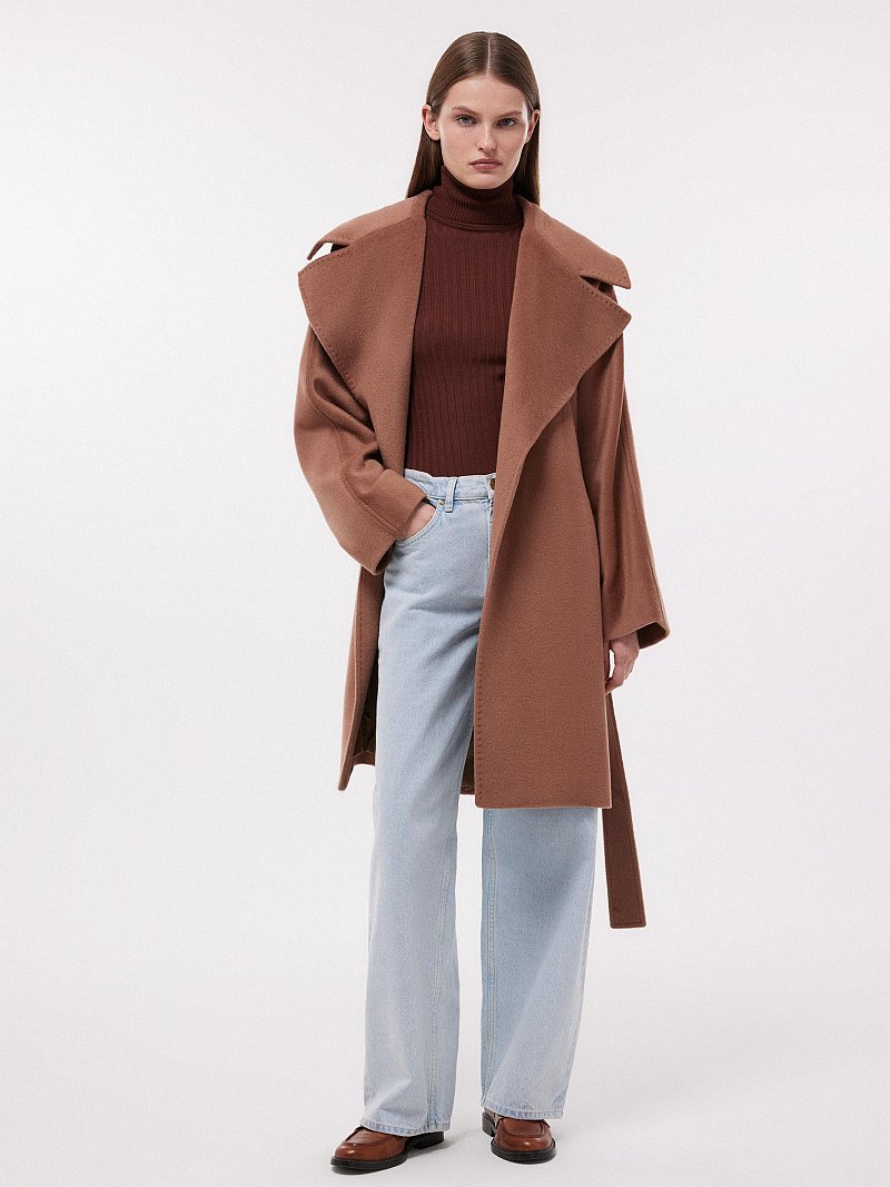 Шерстяное полупальто на запах