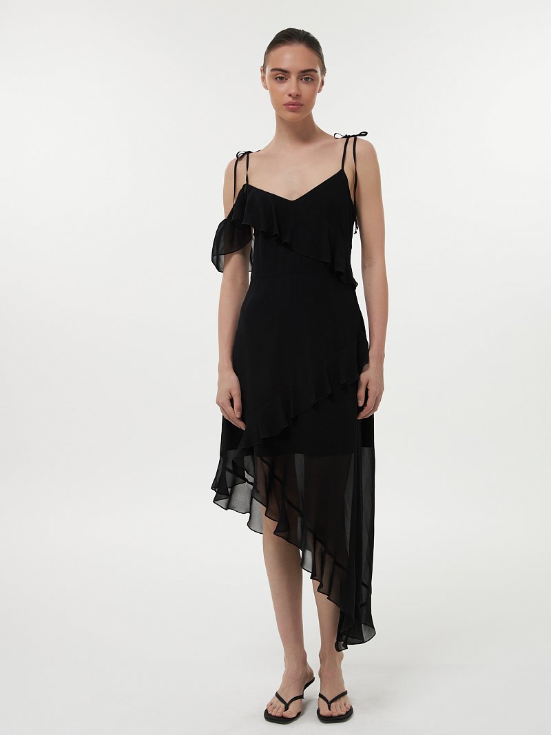 Шифоновое платье с воланами