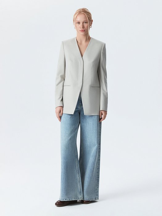 Прямой жакет без лацканов: фото №2