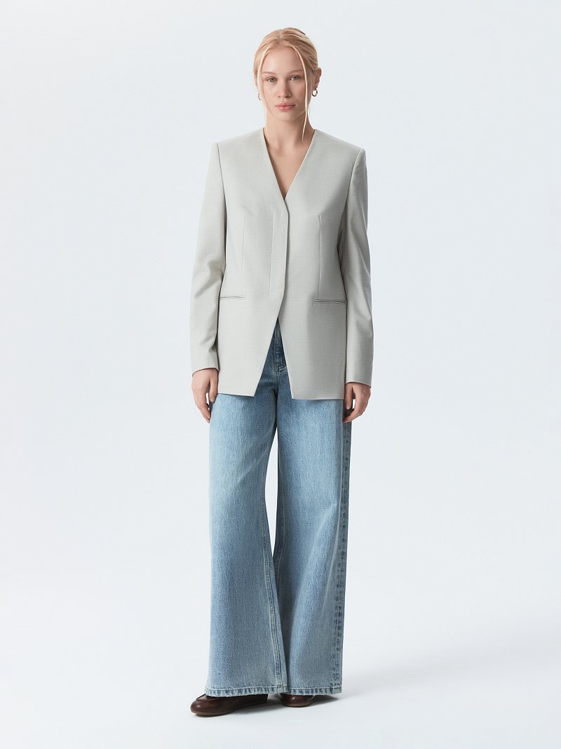 Прямой жакет без лацканов